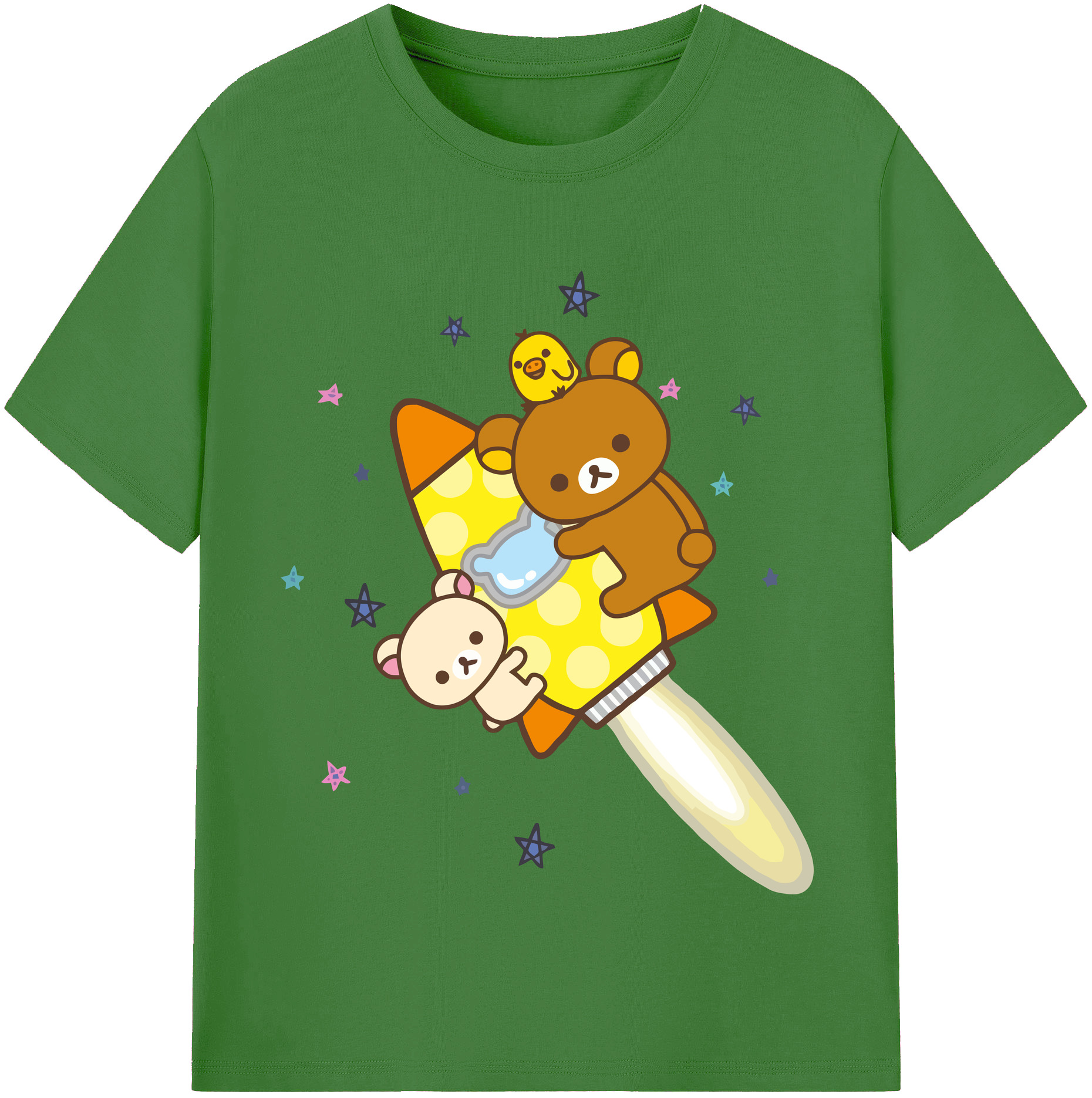 （画像用） リラックマ リラックマ キイロイトリ Rilakkuma Korilakkuma Kiiroitori レディースカジュアルプリントTシャツ（綿100％）